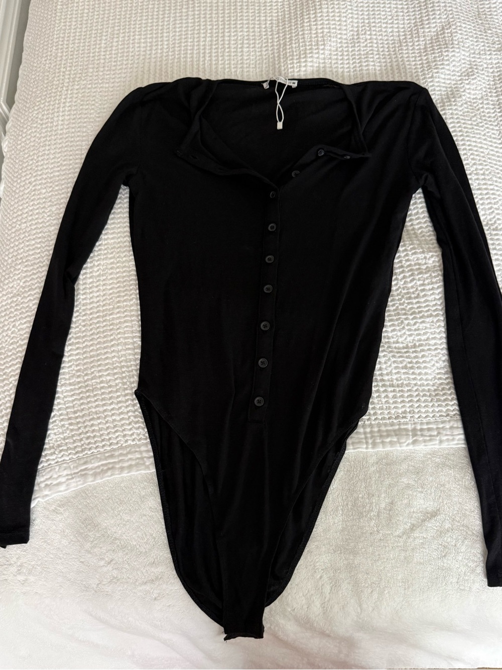 Zara Black Long-Sleeve Button-Front Bodysuit